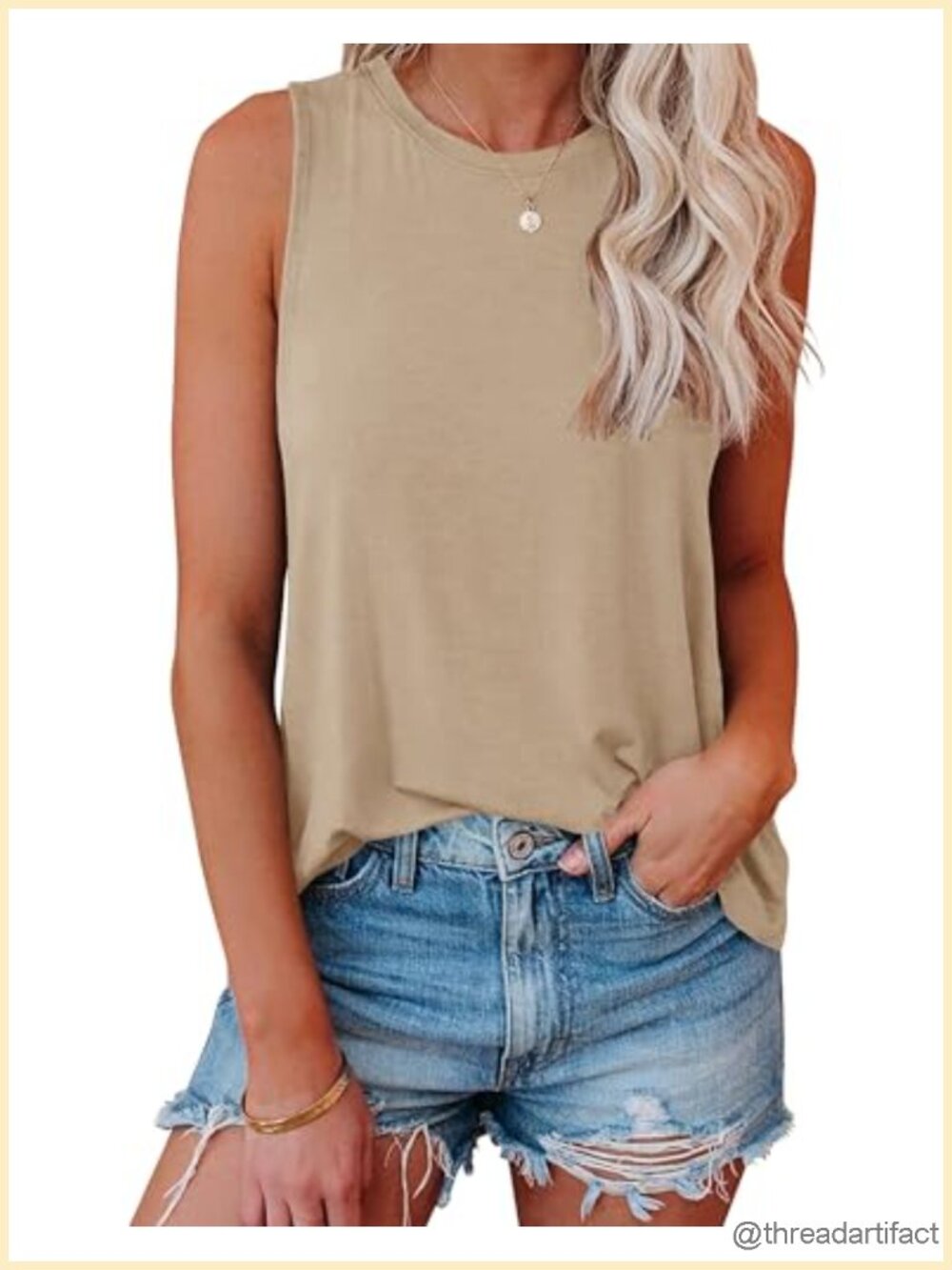 Flowy Loose Fit Tank Top Sleeveless Crewneck Summer Tops